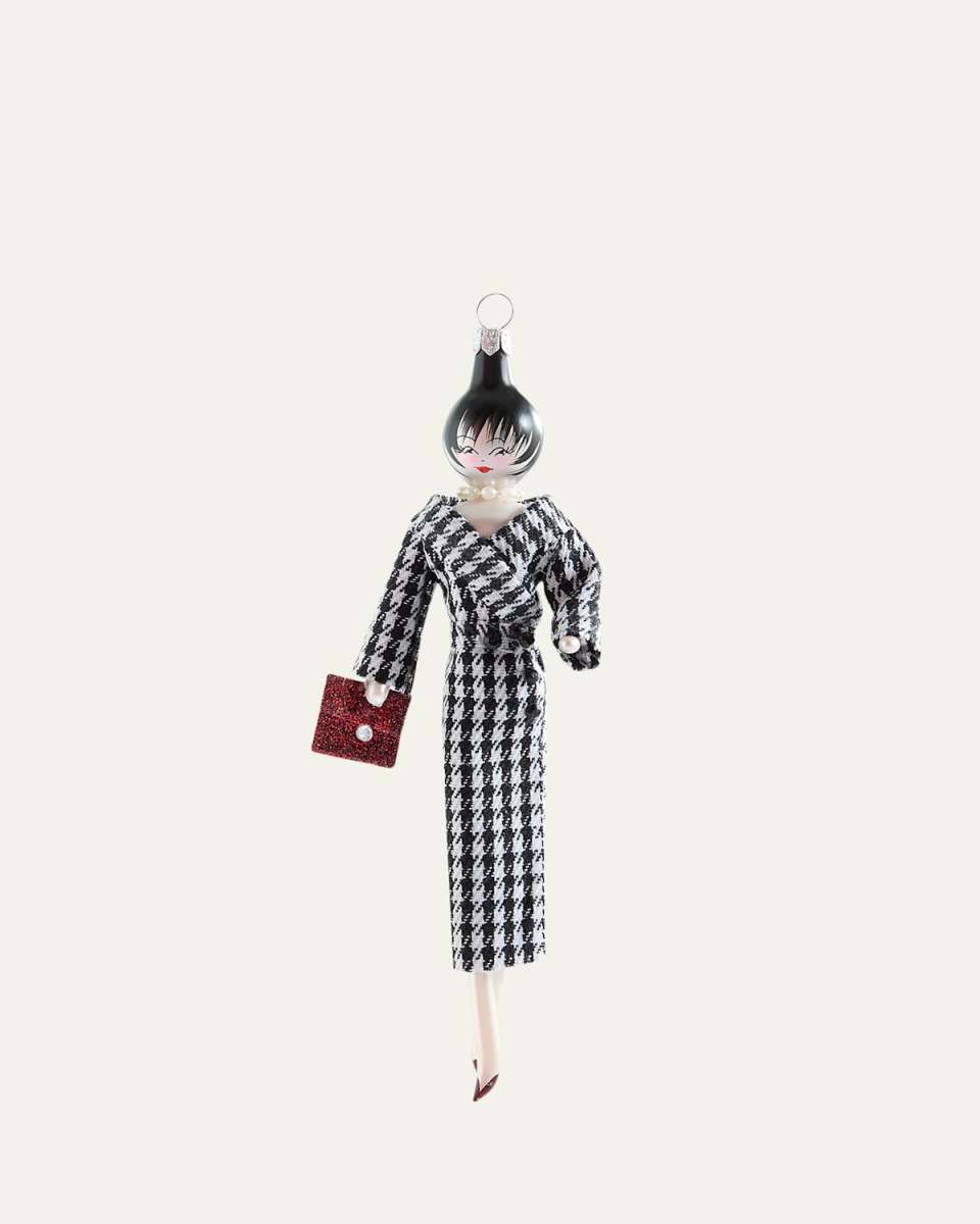 Fashionista in Houndstooth Suit Christmas Ornament